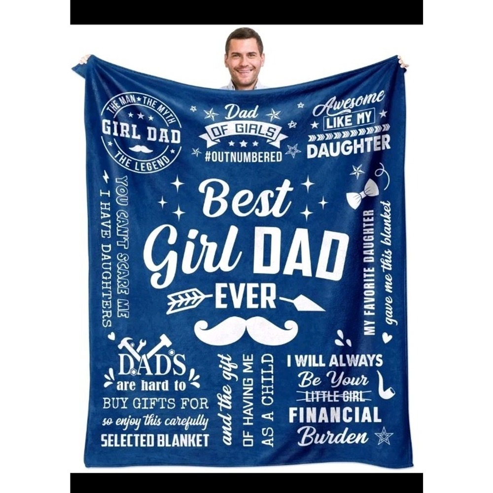 Sunhygge Girl Dad Gifts Blanket 60x50 Blue Letter Print Polyester Throw S14
